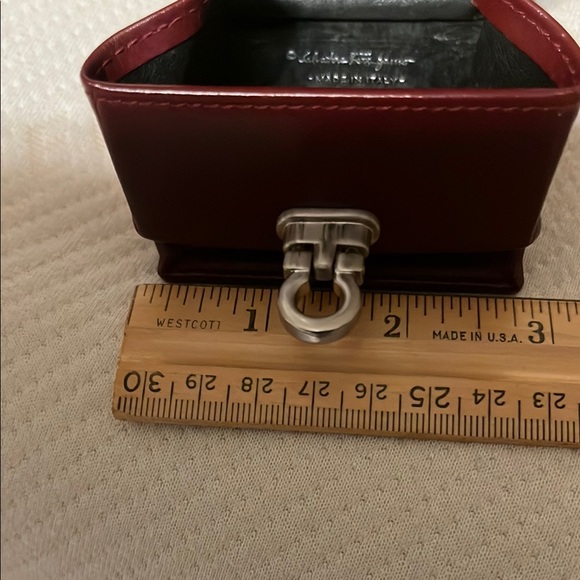 Salvatore Ferragamo Red Leather Coin Purse/ Pouch Silver Hardware Vintage - Picture 12 of 16